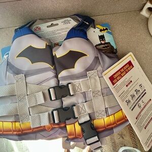 Batman Kids Foam Life Vest in Gray and Yellow with Blue Trim